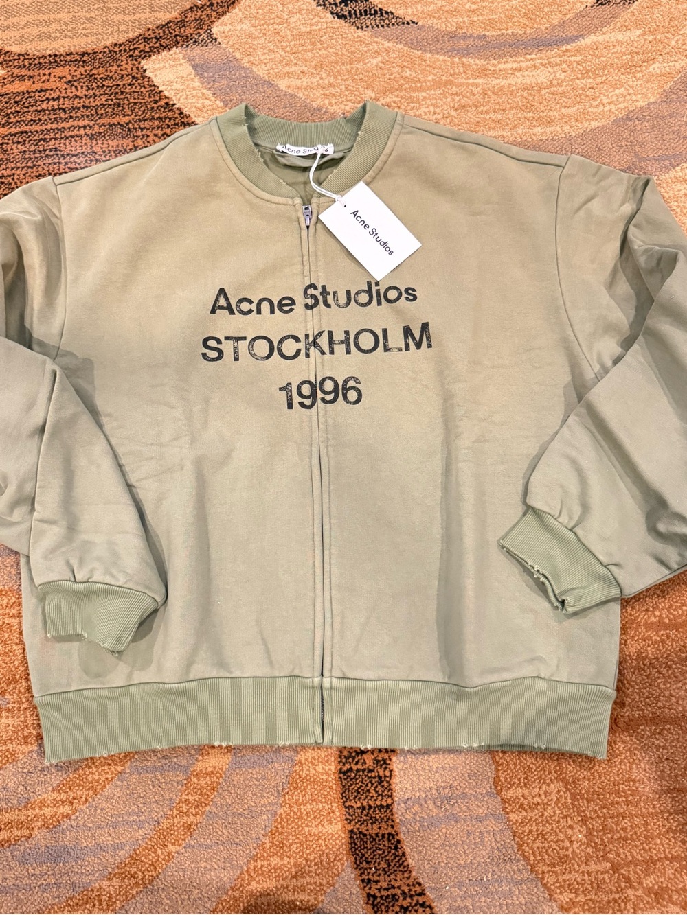 Acne Studios Olive Green 'Stockholm 1996' Zip Sweatshirt